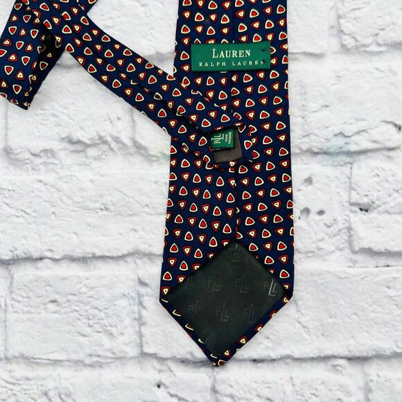 Lauren Ralph Lauren Mens‎ Silk Necktie Green & Blue Pattern 57 X 3.75" Geometric - Picture 4 of 9